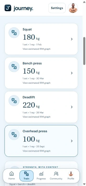 Progress Check Sign Journey: Progress & Community | Photo Journal & Lift Tracker